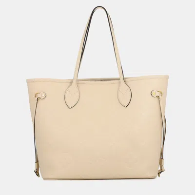 Pre-owned Louis Vuitton Neverfull Claim Monogram Empreinte Leather Size Mm In Cream
