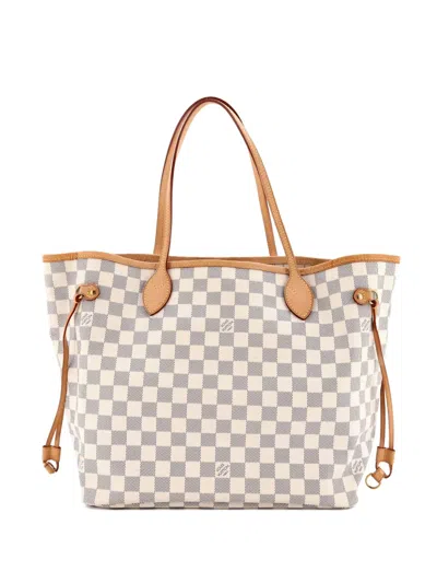 Pre-owned Louis Vuitton Neverfull Damier Mm Tote Bag In White