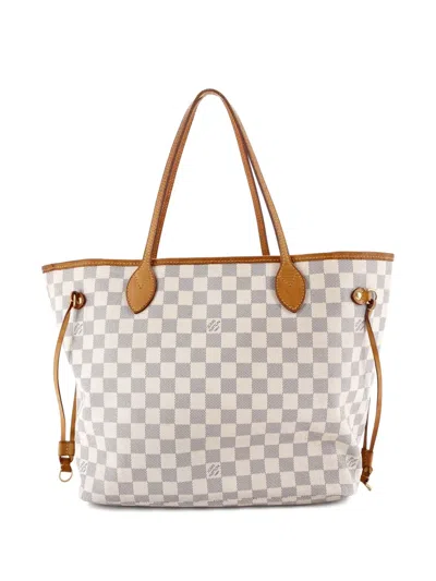 Pre-owned Louis Vuitton Neverfull Damier Mm Tote Bag In White
