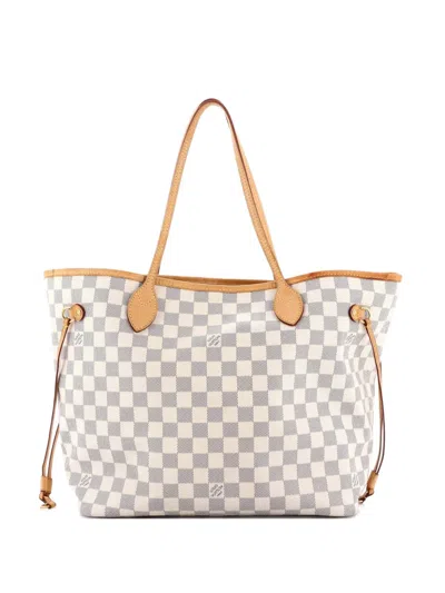 Pre-owned Louis Vuitton Neverfull Damier Mm Tote Bag In White