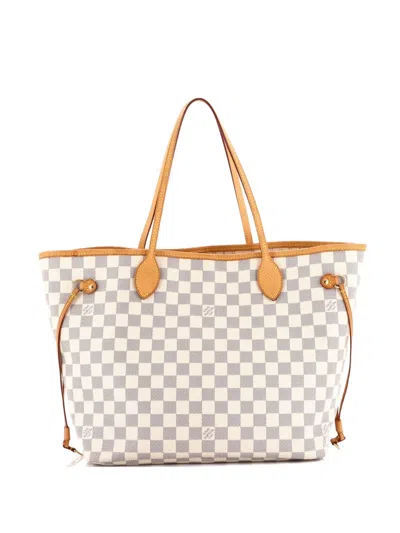 Pre-owned Louis Vuitton Neverfull Damier Mm Tote Bag In White