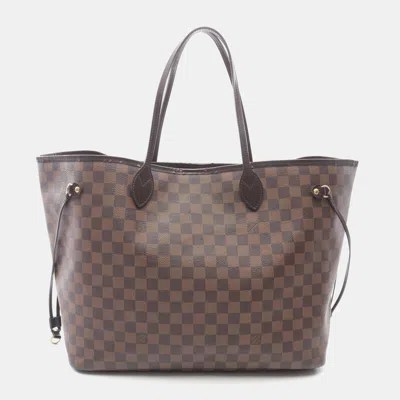 Pre-owned Louis Vuitton Neverfull Gm Brown Damier Ebene Canvas Leather Tote