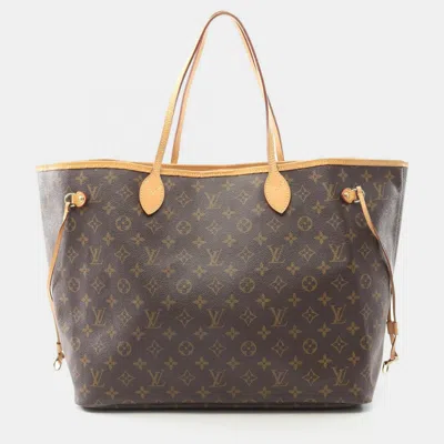 Pre-owned Louis Vuitton Neverfull Gm Shoulder Tote Bag Monogram Canvas In Brown