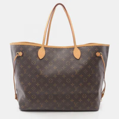 Pre-owned Louis Vuitton Neverfull Gm Shoulder Tote Bag Monogram Canvas In Brown