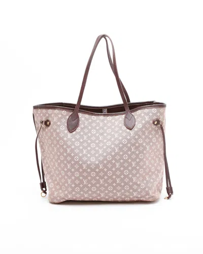 Pre-owned Louis Vuitton Neverfull Idylle Monogram Mini Lin Mm Tote Bag In Burgundy