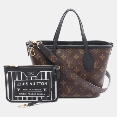 Pre-owned Louis Vuitton Neverfull Inside Out Bb Brown/black Monogram Coated Canvas Leather Tote