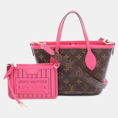 Pre-owned Louis Vuitton Neverfull Inside Out Bb Tote Bag Coated Canvas And Leather Monogram Brown Pink