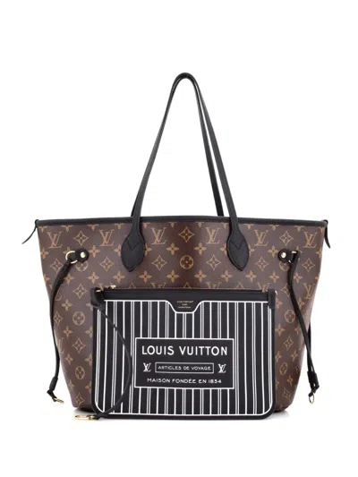 Pre-owned Louis Vuitton Neverfull Inside Out Monogram Canvas And Leather Mm Tote Bag In Black