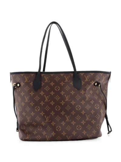 Pre-owned Louis Vuitton Neverfull Inside Out Monogram Canvas And Leather Mm Tote Bag In Black