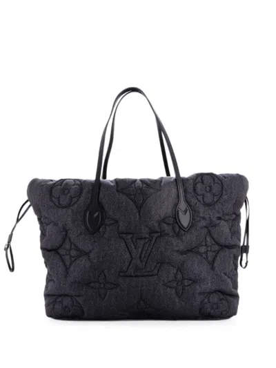 Pre-owned Louis Vuitton Neverfull Inside Out Monogram Puffygram Mm Shoulder Bag In Black
