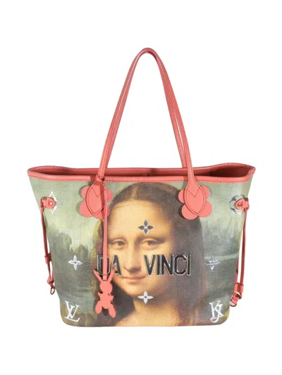 Pre-owned Louis Vuitton Neverfull Jeff Koons Da Vinci Mm Tote Bag In Pink