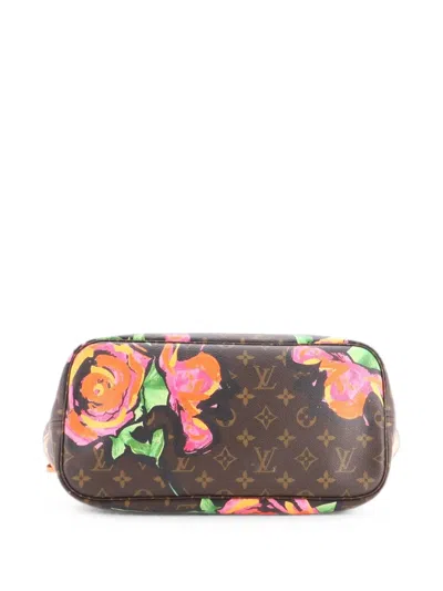 Pre-owned Louis Vuitton Neverfull Limited Edition Monogram Roses Mm Tote Bag In Brown