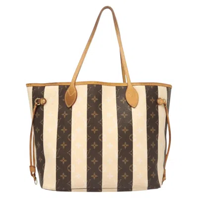 Pre-owned Louis Vuitton Neverfull Mm Brown Canvas Tote Bag ()