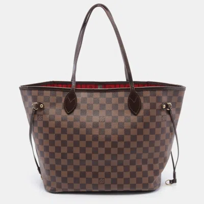 Pre-owned Louis Vuitton Neverfull Mm Damier Ebene Shoulder Bag Tote Bag Pvc Leather Brown