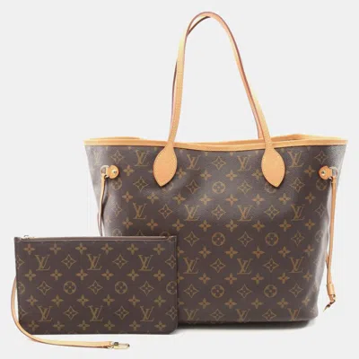 Pre-owned Louis Vuitton Neverfull Mm Tote Bag Coated Canvas And Leather Monogram Brown
