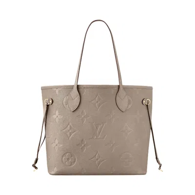 Pre-owned Louis Vuitton Neverfull Mm 'tourterelle Gray Monogram Embossed Empreinte Cowhide Leather' | Tan | Wo In Brown