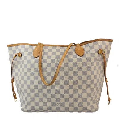 Pre-owned Louis Vuitton Neverfull Mm White Canvas Shoulder Bag ()