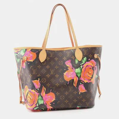 Pre-owned Louis Vuitton Neverfull Monogram Rose Multicolor Coated Canvas And Leather Mm Tote