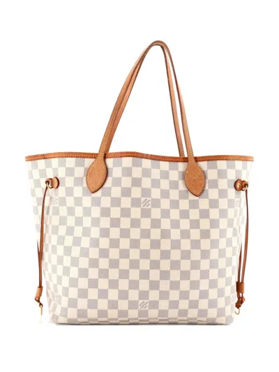 Pre-owned Louis Vuitton Neverfull Nm Damier Mm Tote Bag In White
