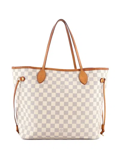 Pre-owned Louis Vuitton Neverfull Nm Damier Mm Tote Bag In White