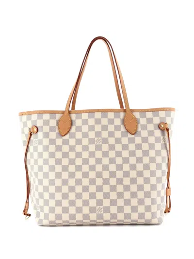 Pre-owned Louis Vuitton Neverfull Nm Damier Mm Tote Bag In White