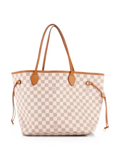 Pre-owned Louis Vuitton Neverfull Nm Damier Mm Tote Bag In White