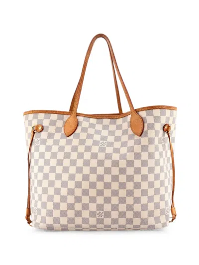 Pre-owned Louis Vuitton Neverfull Nm Damier Mm Tote Bag In White