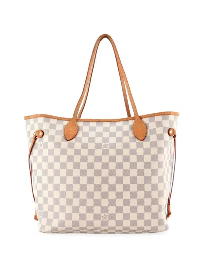 Pre-owned Louis Vuitton Neverfull Nm Damier Mm Tote Bag In White