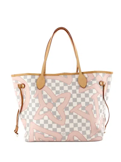 Pre-owned Louis Vuitton Neverfull Nm Limited Edition Damier Tahitienne Mm Tote Bag In Pink