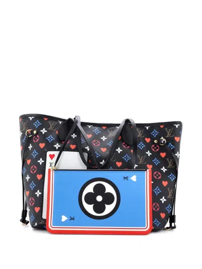 Pre-owned Louis Vuitton Neverfull Nm Limited Edition Game On Multicolor Monogram Mm Tote Bag In Black