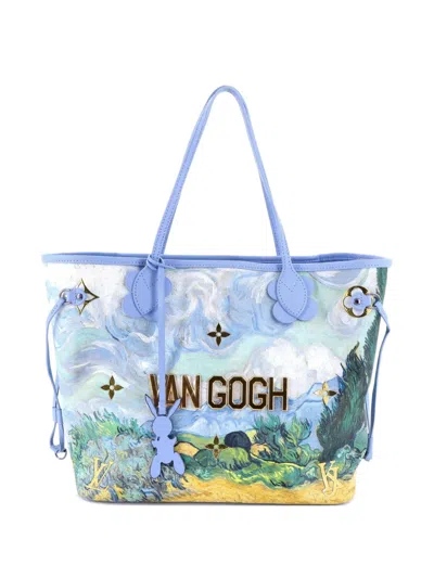 Pre-owned Louis Vuitton Neverfull Nm Limited Edition Jeff Koons Van Gogh Print Canvas Mm Tote Bag In Blue