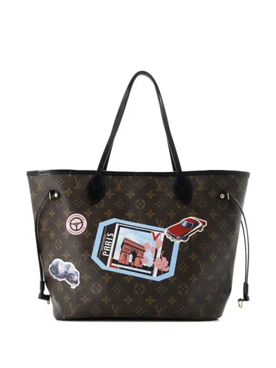 Pre-owned Louis Vuitton Neverfull Nm Limited Edition World Tour Monogram Canvas Mm Tote Bag In Black