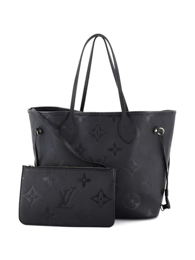 Pre-owned Louis Vuitton Neverfull Nm Monogram Empreinte Giant Mm Tote Bag In Black