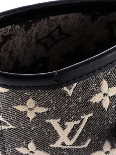 Pre-owned Louis Vuitton Neverfull Nm Monogram Jacquard Denim Mm Tote Bag In Black