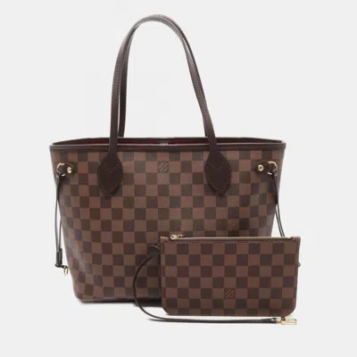 Pre-owned Louis Vuitton Neverfull Pm Brown Damier Ebene Canvas Tote Bag
