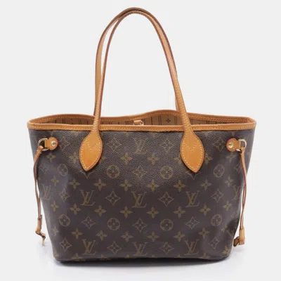 Pre-owned Louis Vuitton Neverfull Pm Monogram Handbag Tote Bag Pvc Leather Brown