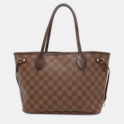 Pre-owned Louis Vuitton Neverfull Pm Red Damier Ebene Canvas Tote