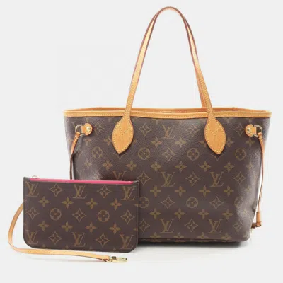 Pre-owned Louis Vuitton Neverfull Pm Shoulder Tote Bag Monogram Pivoine In Brown