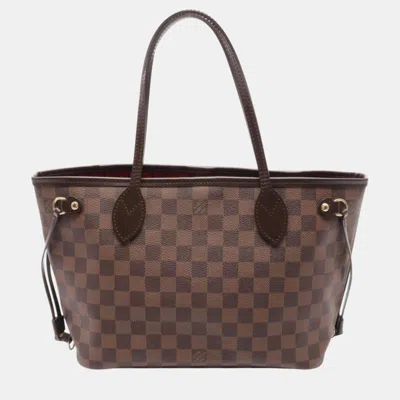 Pre-owned Louis Vuitton Neverfull Pm Tote Bag Coated Canvas Leather Damier Brown