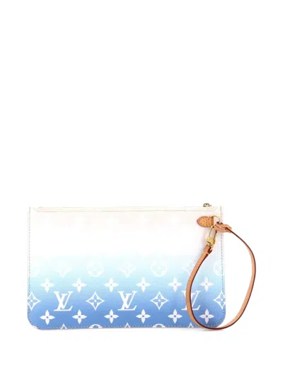 Pre-owned Louis Vuitton Neverfull Pochette By The Pool Monogram Giant Large Pouch In Blue