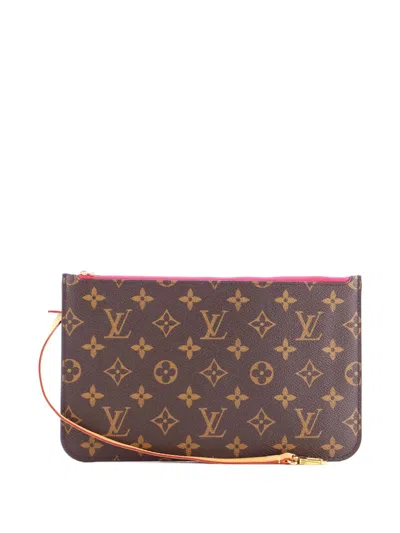 Pre-owned Louis Vuitton Neverfull Pochette Monogram Canvas Large Pouch In Brown
