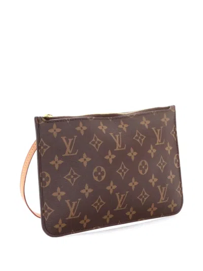 Pre-owned Louis Vuitton Neverfull Pochette Monogram Canvas Large Pouch In Brown