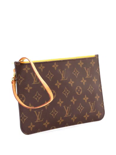 Pre-owned Louis Vuitton Neverfull Pochette Monogram Canvas Large Pouch In Brown