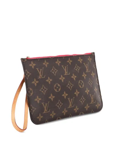 Pre-owned Louis Vuitton Neverfull Pochette Monogram Canvas Large Pouch In Brown