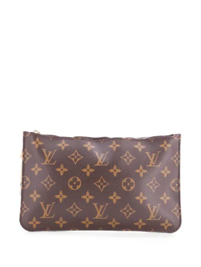 Pre-owned Louis Vuitton Neverfull Pochette Monogram Canvas Large Pouch In Brown