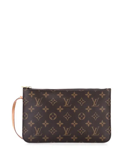 Pre-owned Louis Vuitton Neverfull Pochette Monogram Canvas Large Pouch In Brown