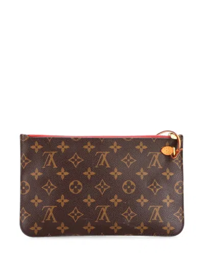 Pre-owned Louis Vuitton Neverfull Pochette Monogram Canvas Large Pouch In Brown