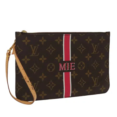 Pre-owned Louis Vuitton Neverfull Pouch Brown Canvas Clutch Bag ()