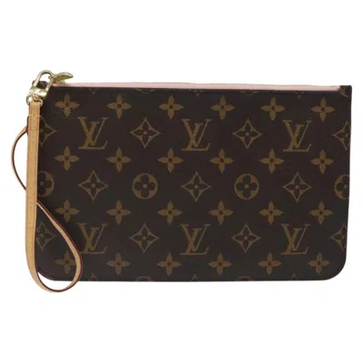 Pre-owned Louis Vuitton Neverfull Pouch Brown Canvas Clutch Bag ()