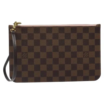 Pre-owned Louis Vuitton Neverfull Pouch Brown Canvas Clutch Bag ()